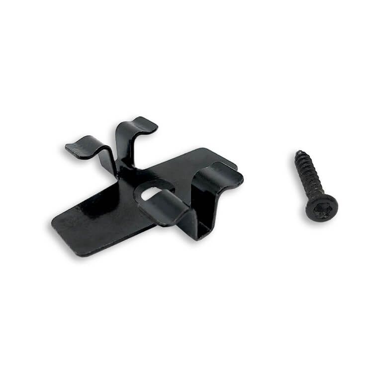 Klips ze stali nierdzewnej L-8 do deski Premium + wkręt – 50 szt. (CZARNY)