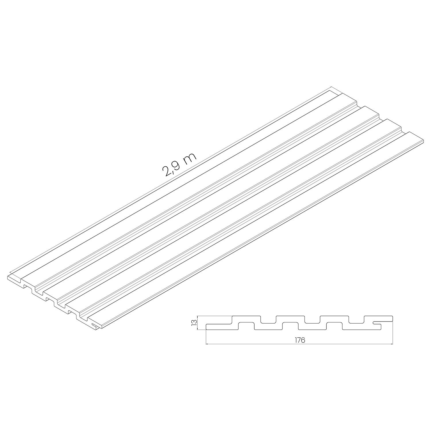 Deska Elewacyjna Kompozytowa Lamelowa DUO Redwood/Czarny – dł. 2,9 m