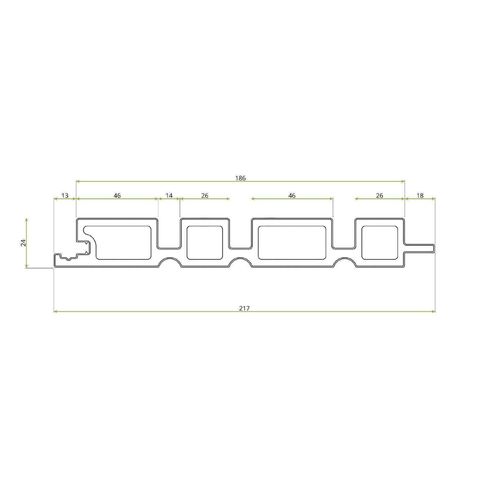 Premium Asymmetrisch WPC Fassadenlamellen Eiche – 2,9 m