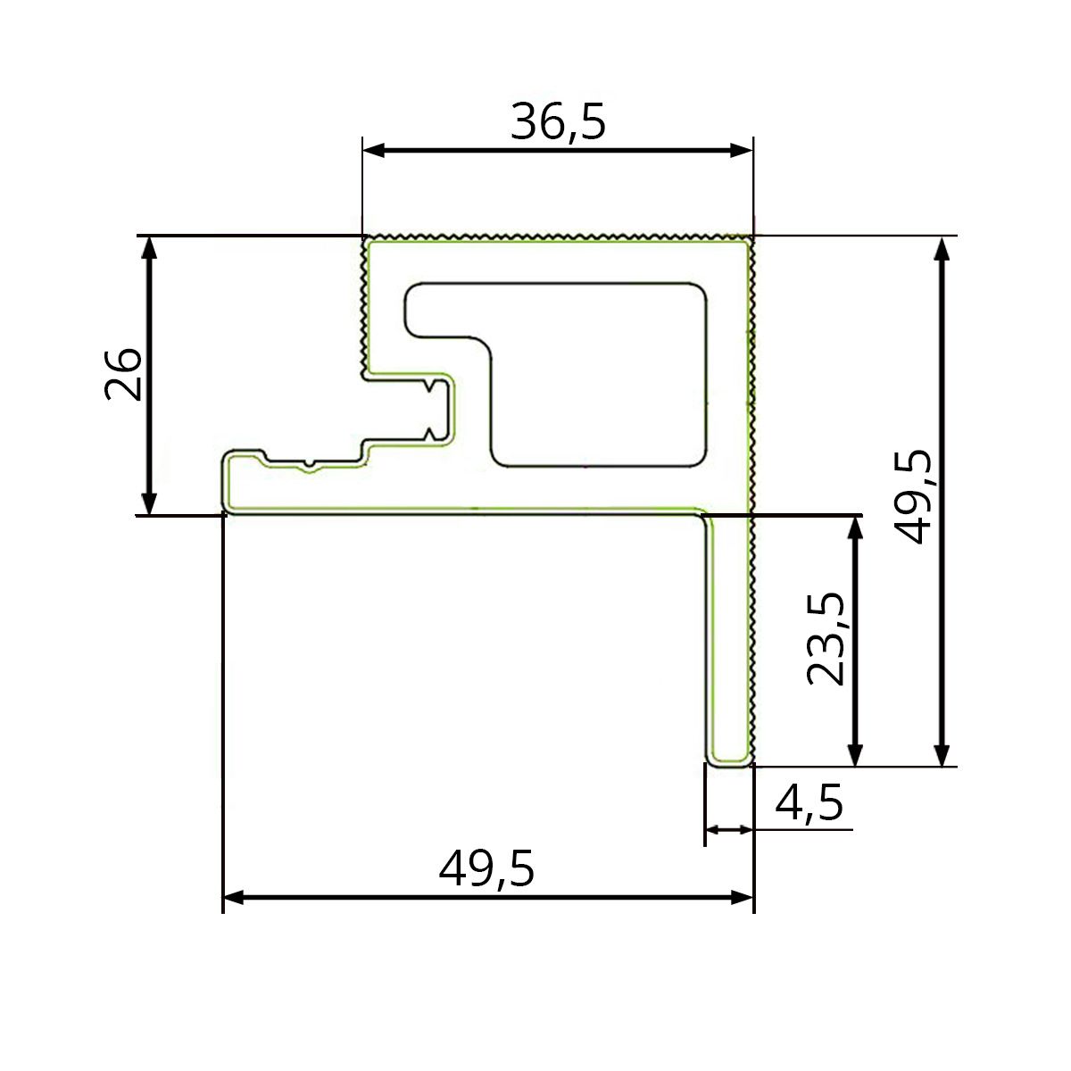 Listwa Kompozytowa Lamelowa typu F Premium Ecru 36,5 x 49,5 mm – dł. 2,9 m