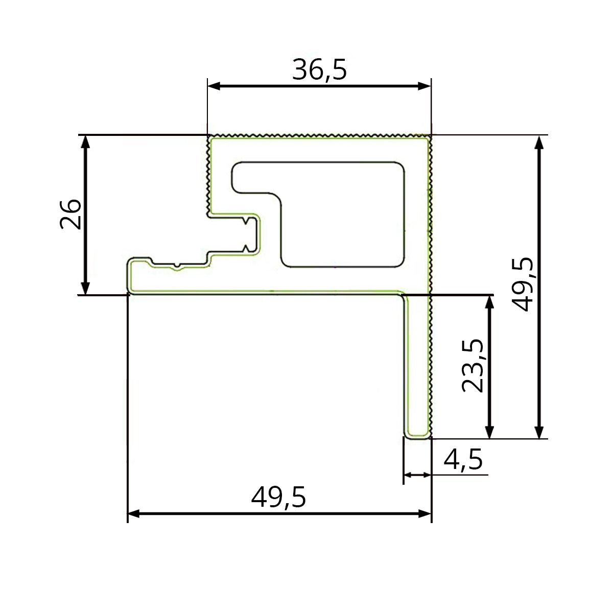 WPC Lamellen Leiste Typ F Premium Goldene Eiche / Schwarz 36,5 x 49,5 mm – 2,9 m