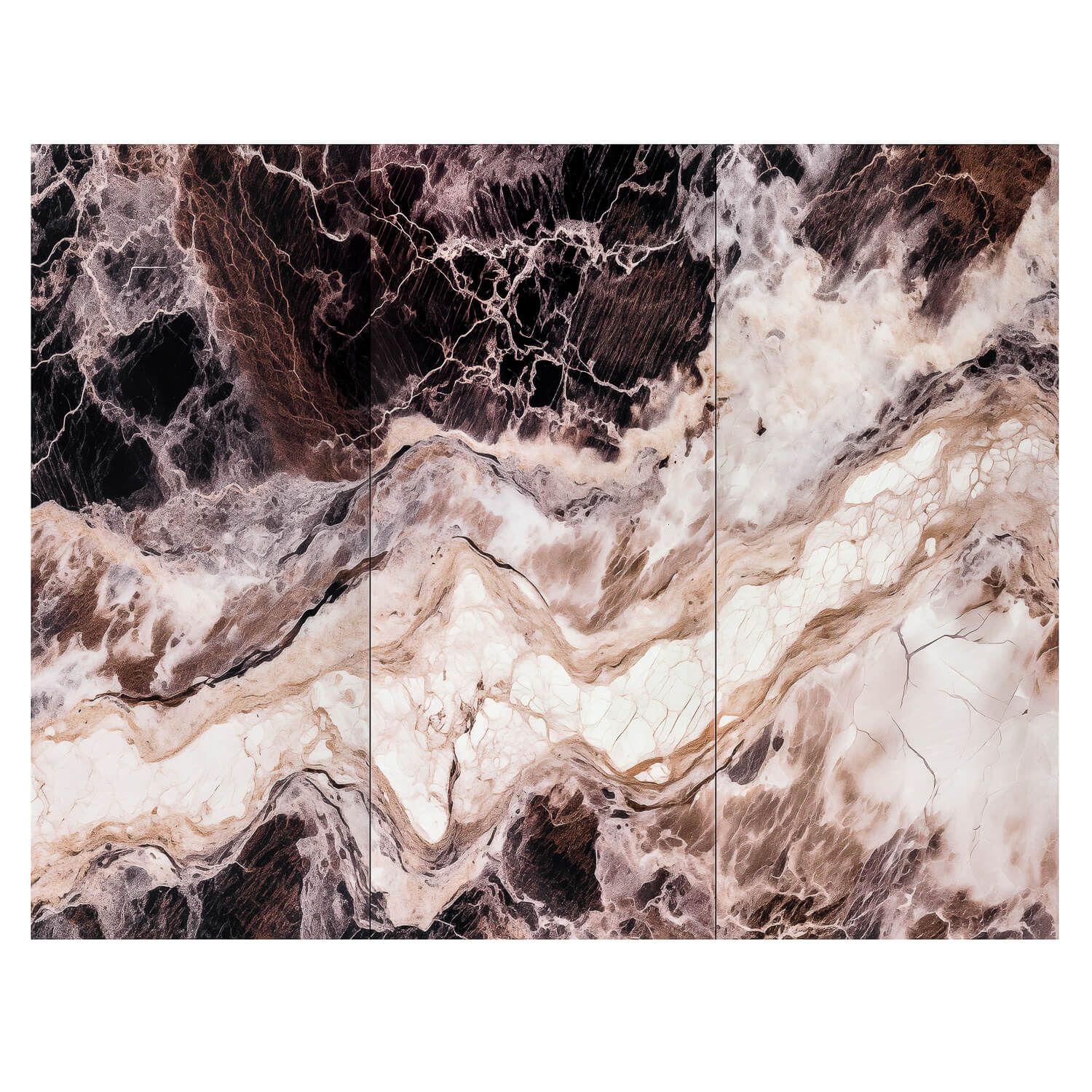 Wandpaneel XXL Emperador Schwarz Glänzend 120 x 280 cm 3 mm – 3er Satz (ABC)
