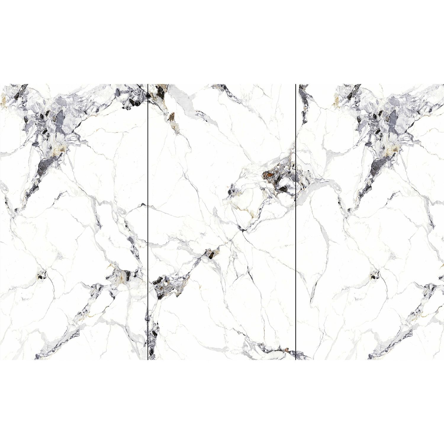 SPC Wandpaneel Marmor Carrara Weiss Glänzend 280 x 360 cm 4 mm – 3er Satz (ABC)