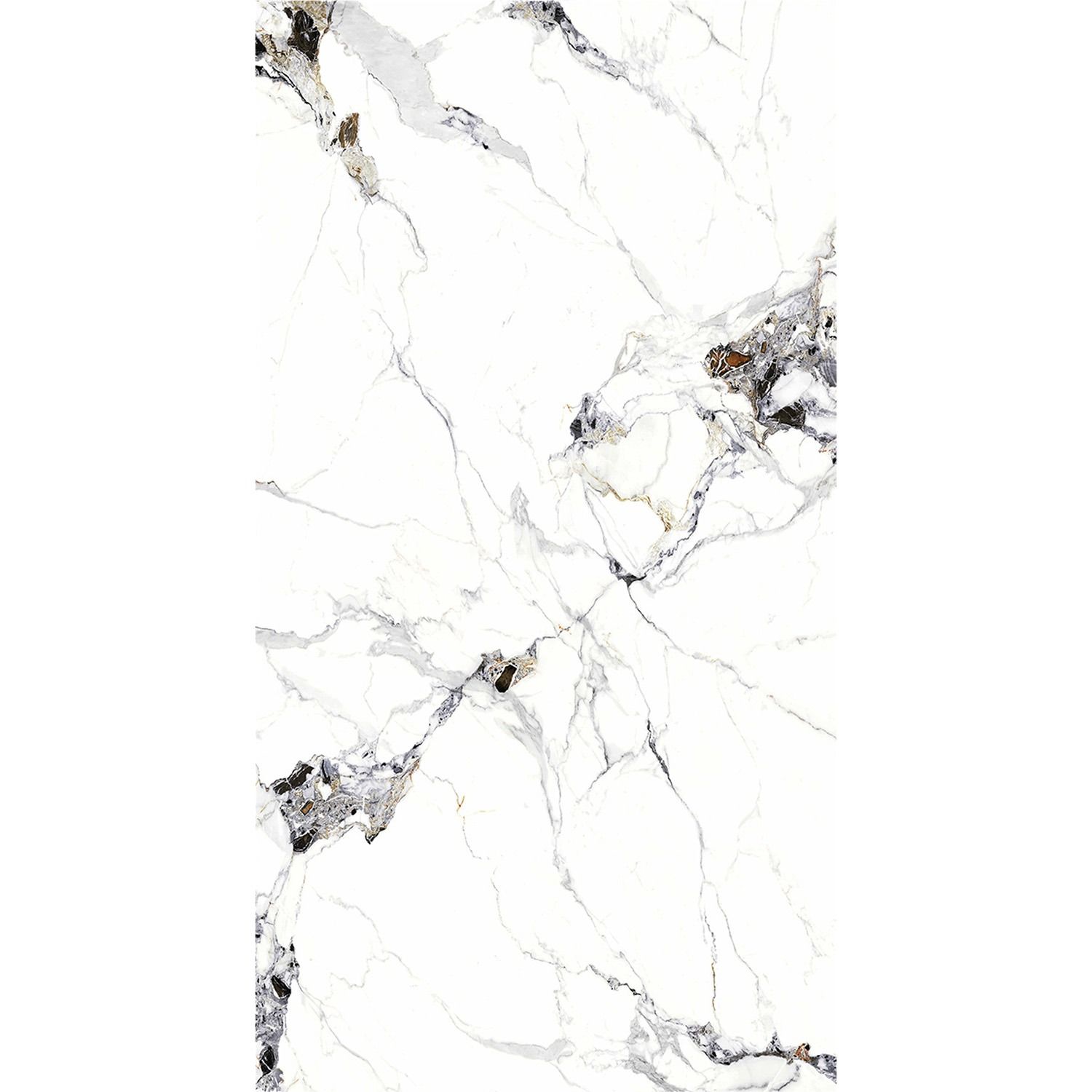 SPC Wandpaneel Marmor Carrara Weiss Glänzend 120 x 280 cm 4 mm (B)