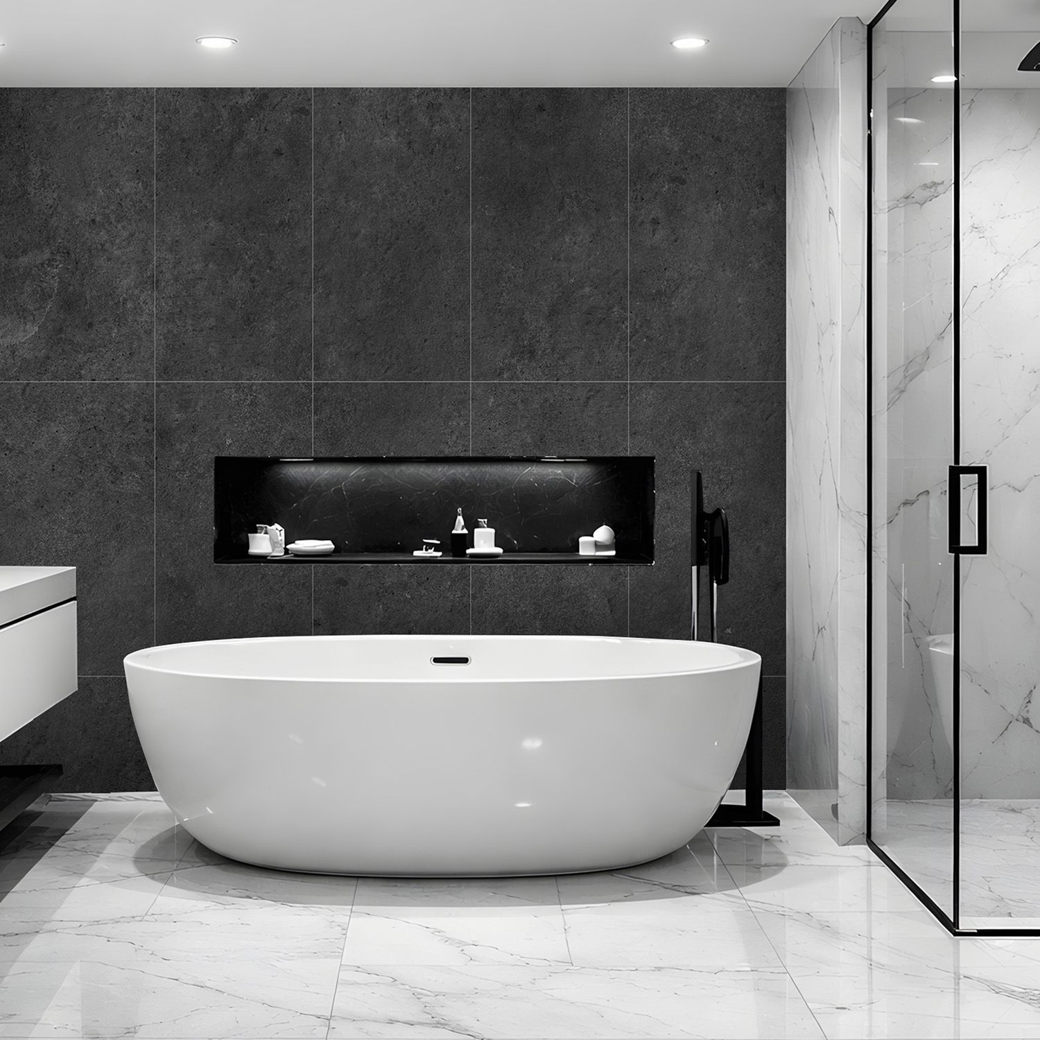 SPC Wandpaneel Stein Limestone Schwarz Matt 60 x 120 cm 4 mm SPC Wandpaneel Stein Limestone Schwarz Matt 60 x 120 cm 4 mm