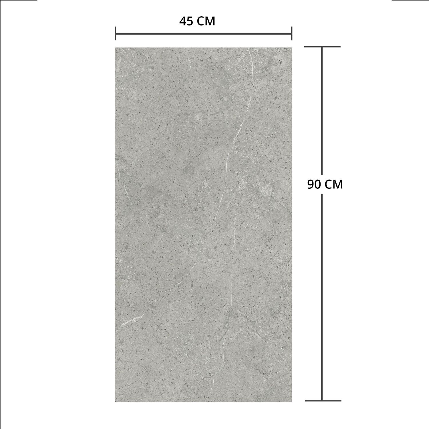 SPC-Vinylbodenpaneel Stein Limestone Grau Matt 45 × 90 cm 4 mm