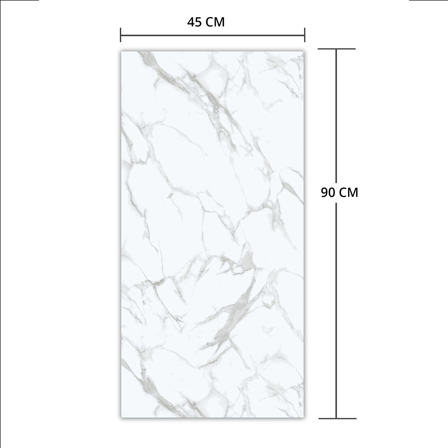 SPC-Vinylbodenpaneel Marmor Calacatta Weiß Glänzend 45 × 90 cm, 4 mm