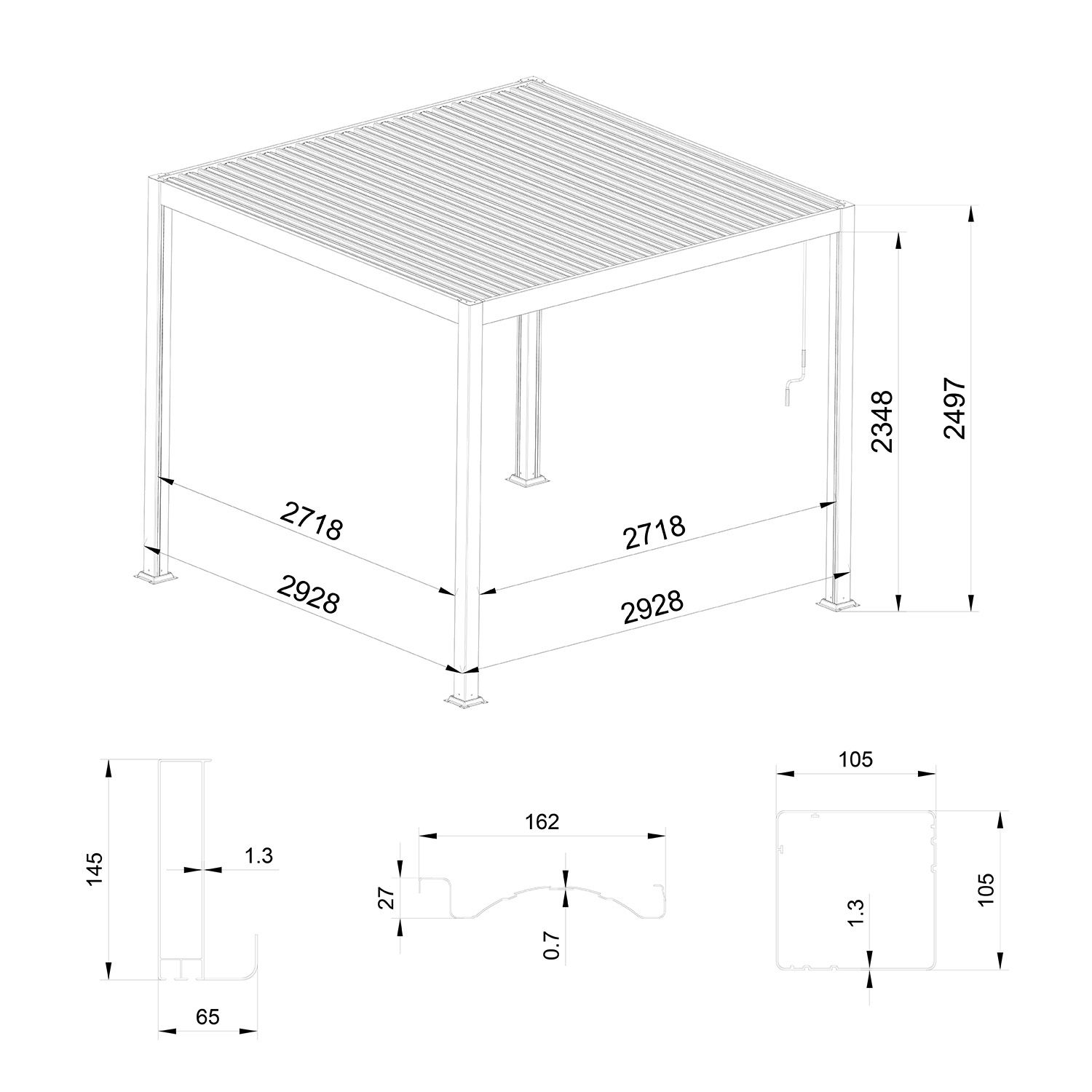 Aluminium Gartenpergola mit verstellbarem Dach Anthrazit 3 x 3 m