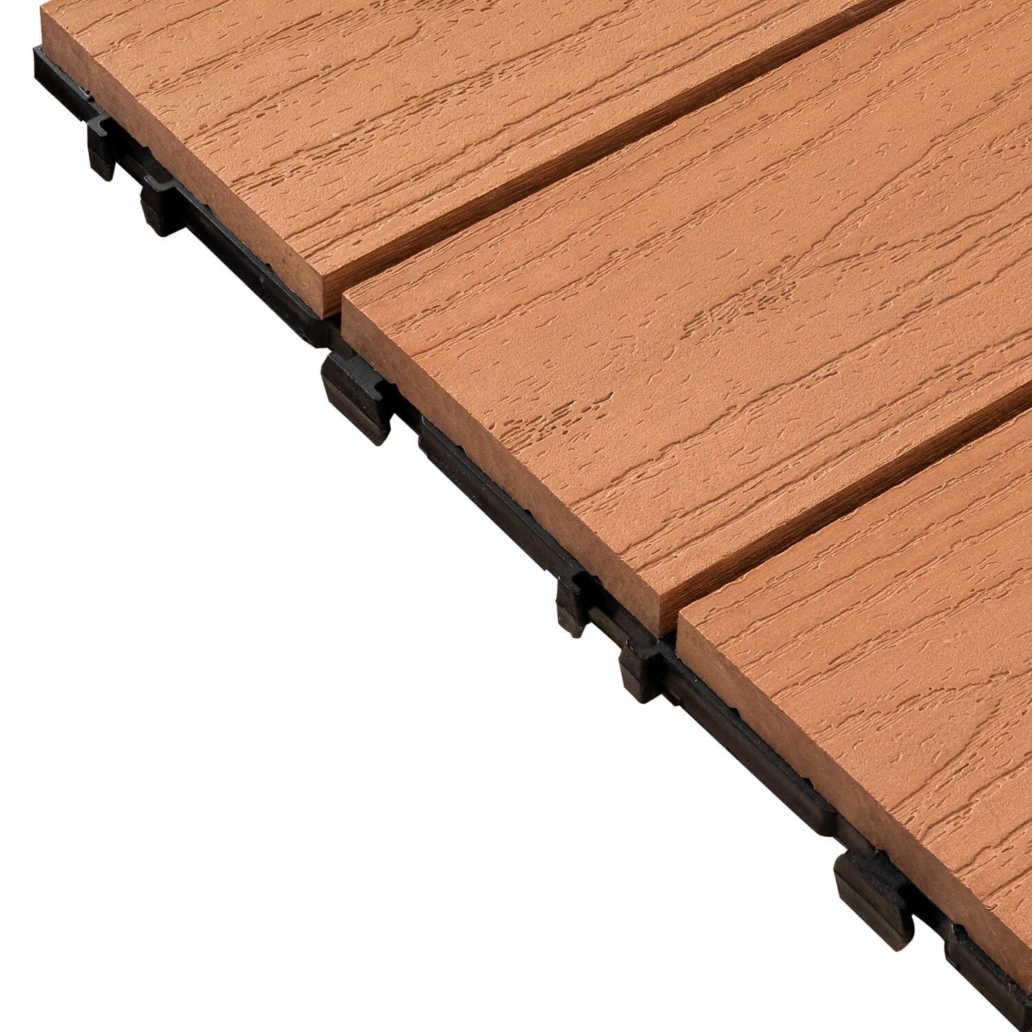 3D Solid WPC Terrassen-Klickfliese Hellbraun 30 x 30 x 2,5 cm