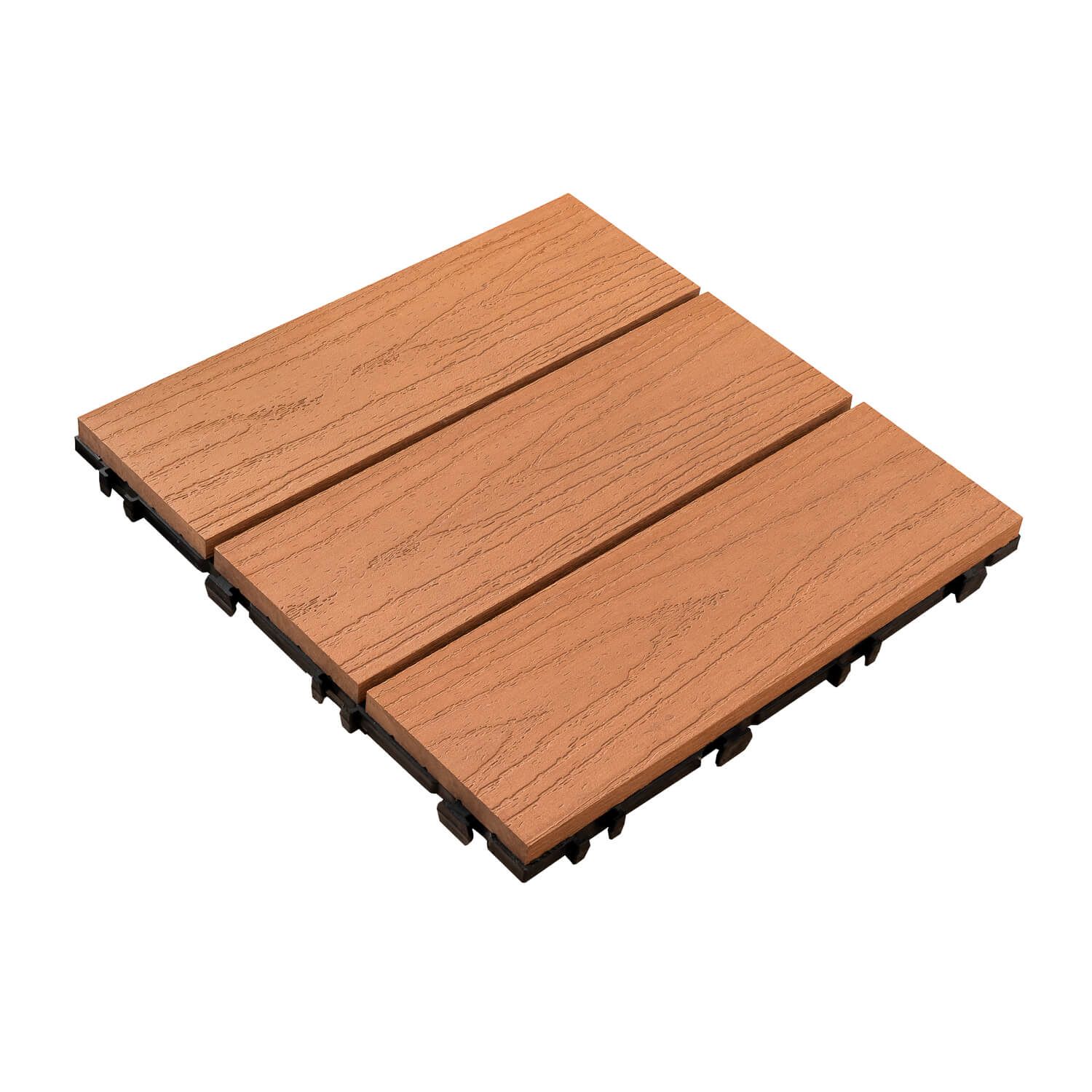 3D Solid WPC Terrassen-Klickfliese Hellbraun 30 x 30 x 2,5 cm