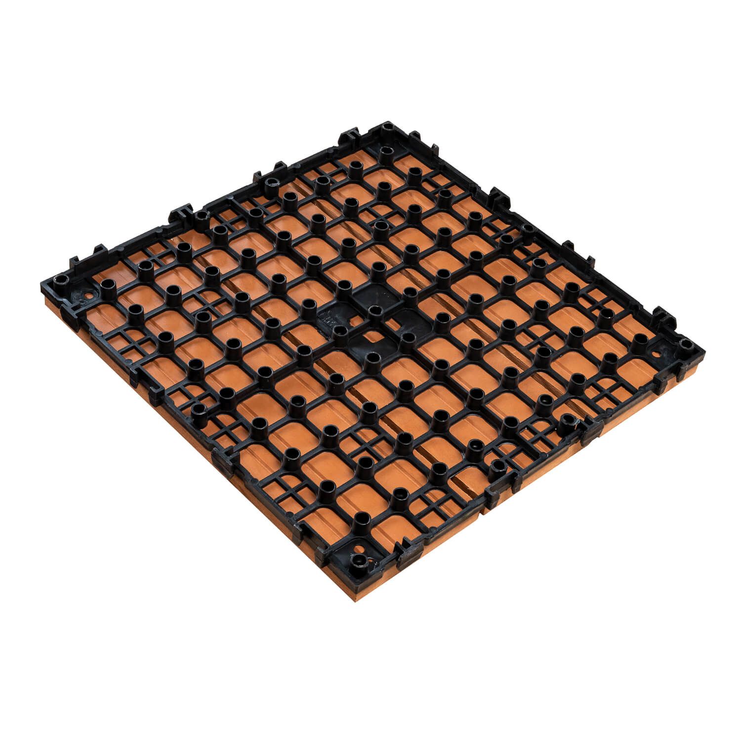 3D Solid WPC Terrassen-Klickfliese Hellbraun 30 x 30 x 2,5 cm