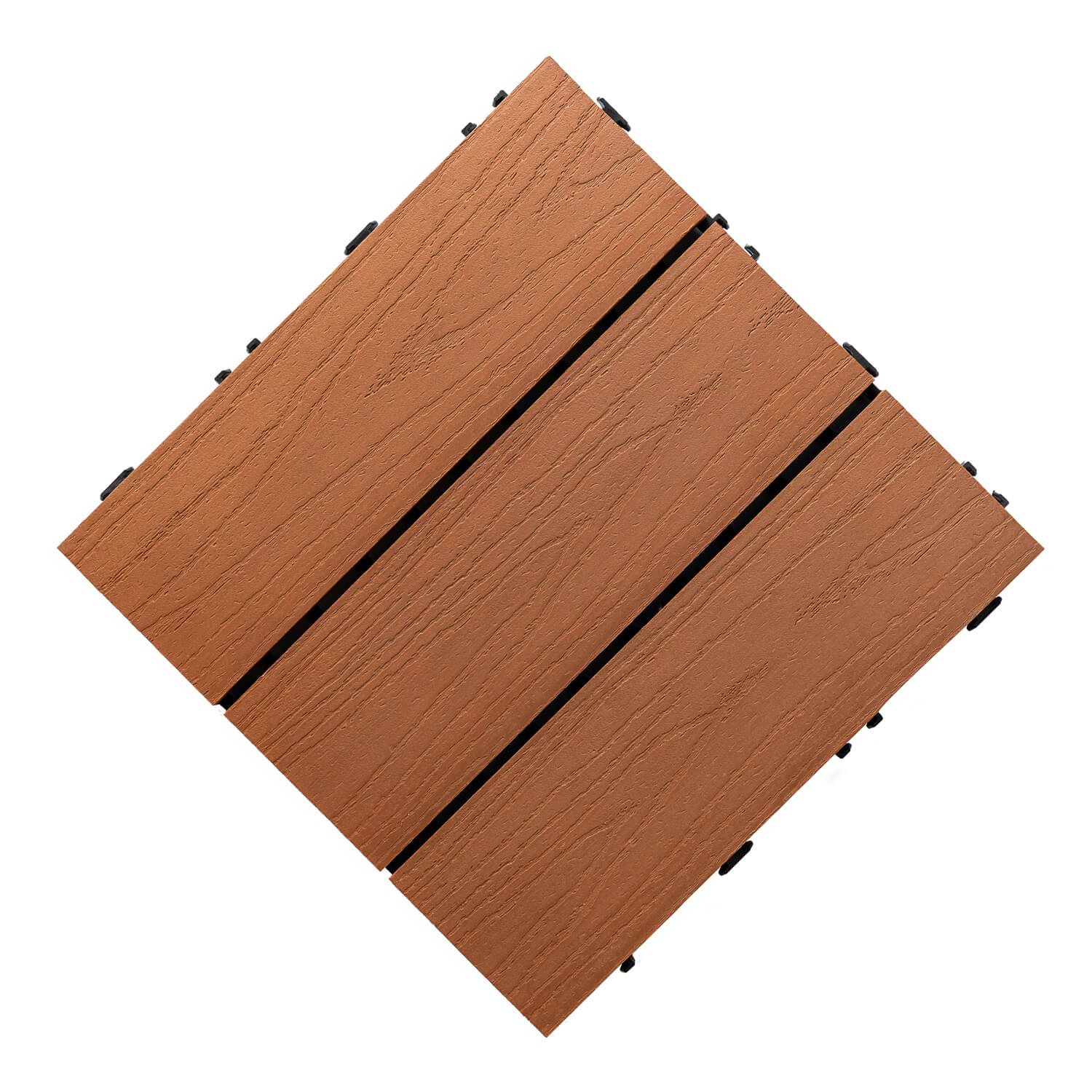 3D Solid WPC Terrassen-Klickfliese Hellbraun 30 x 30 x 2,5 cm