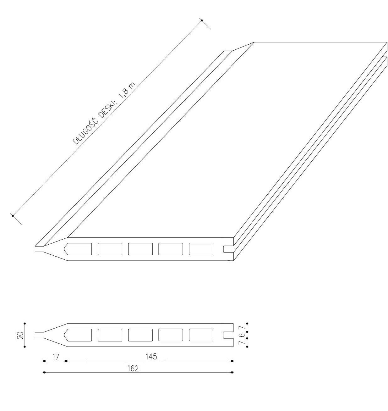 Deska Ogrodzeniowa Standard Miodowy Teak 162 x 20 mm – dł. 1,8 m