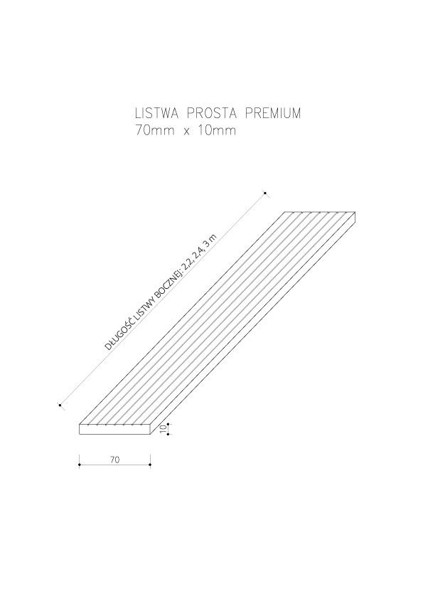 Listwa Kompozytowa Prosta Premium Antique 70x10 mm – dł. 2,9 m