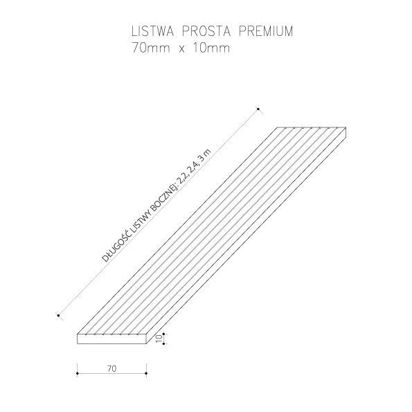 Listwa Kompozytowa Prosta Premium Dąb Miodowy 70x10 mm – dł. 2,9 m