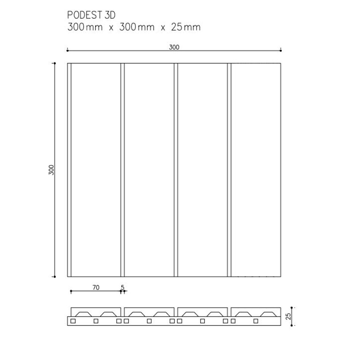 Podest Tarasowy Kompozytowy 3D Boczny Brąz