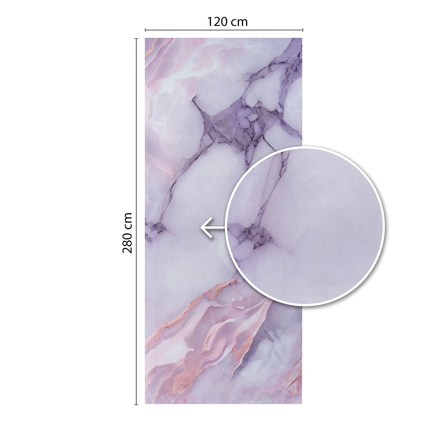 Wandpaneel XXL Statuario Rosa Glänzend 120 x 280 cm 3 mm (C)