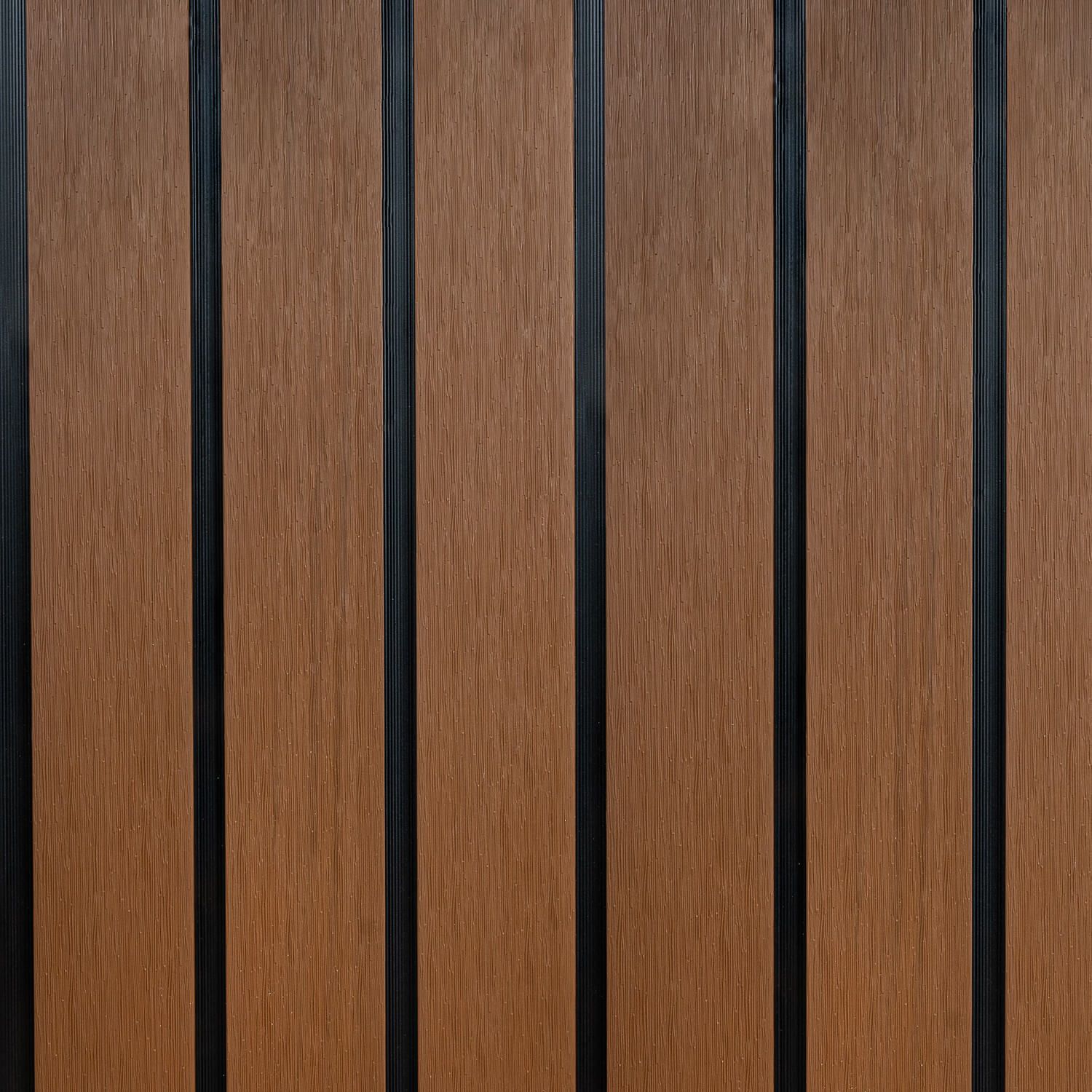 Lamellenzaunbrett DUO Premium Teak / Schwarz - 1,8 m