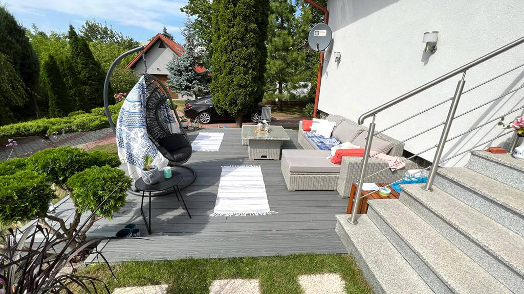 Terrassengestaltung mit WPC Terrassendielen 3D Grau