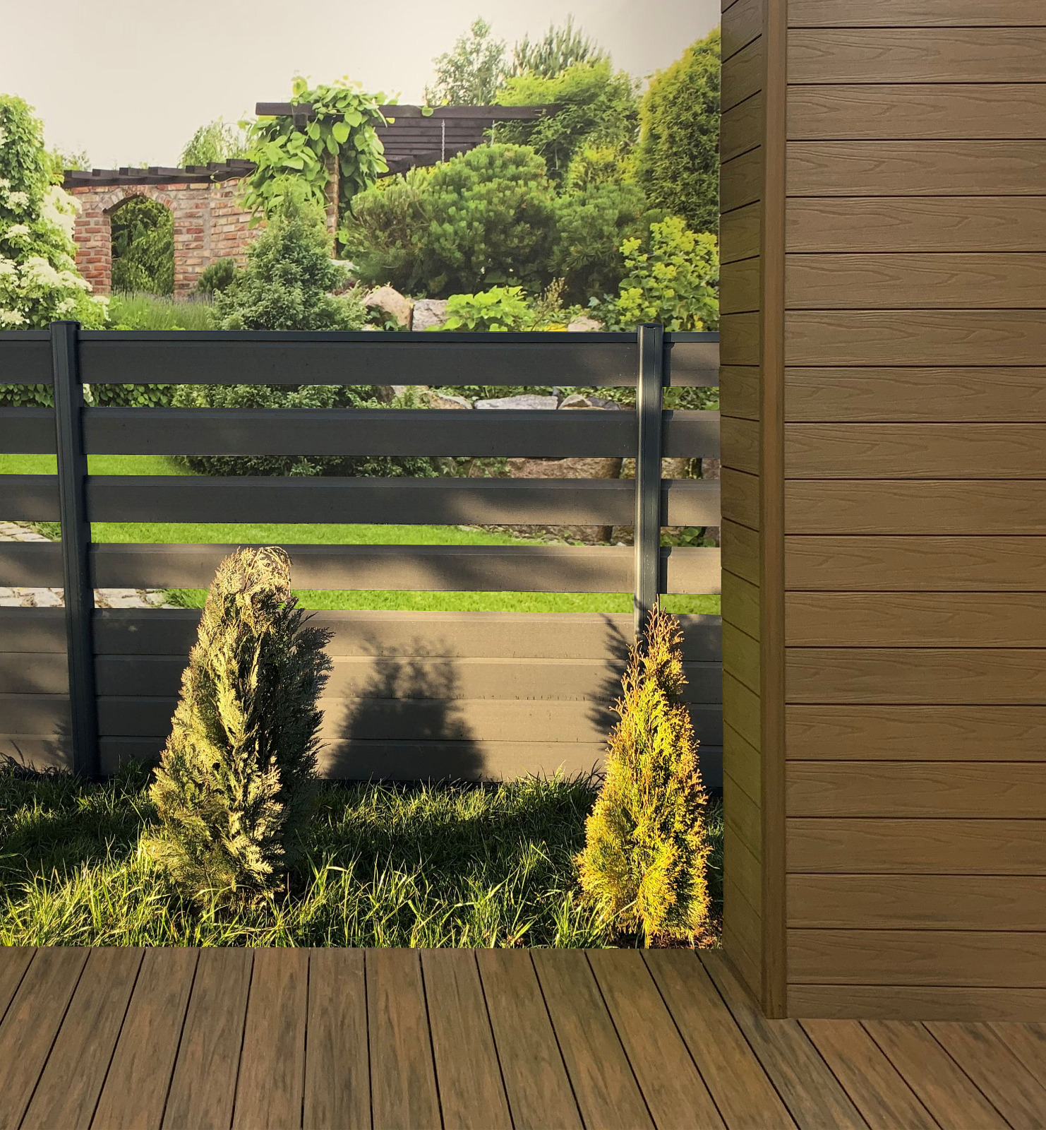 Ausstellung der Premium Teak Fassadenplatte im Showroom in Gdynia