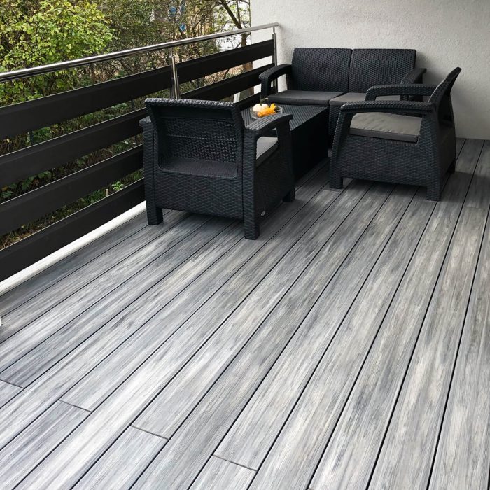 realizacja tarasu z deski kompozytowej premium gray