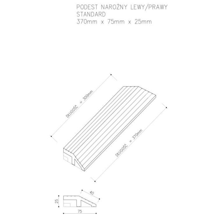 technische Zeichnung standard ecke Terrassenfliese