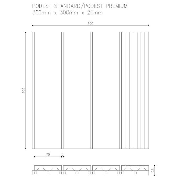 technische Zeichnung Terrassenfliese standard premium