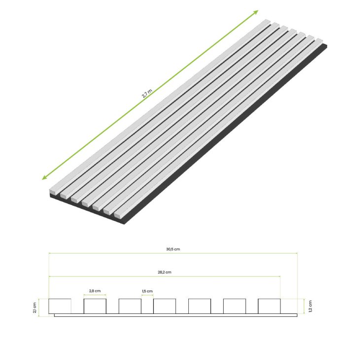 lamele akustyczne na filcu 30,5 rysunek techniczny
