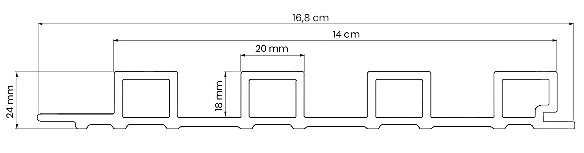 lamele ścienne wąskie rysunek techniczny przekrój