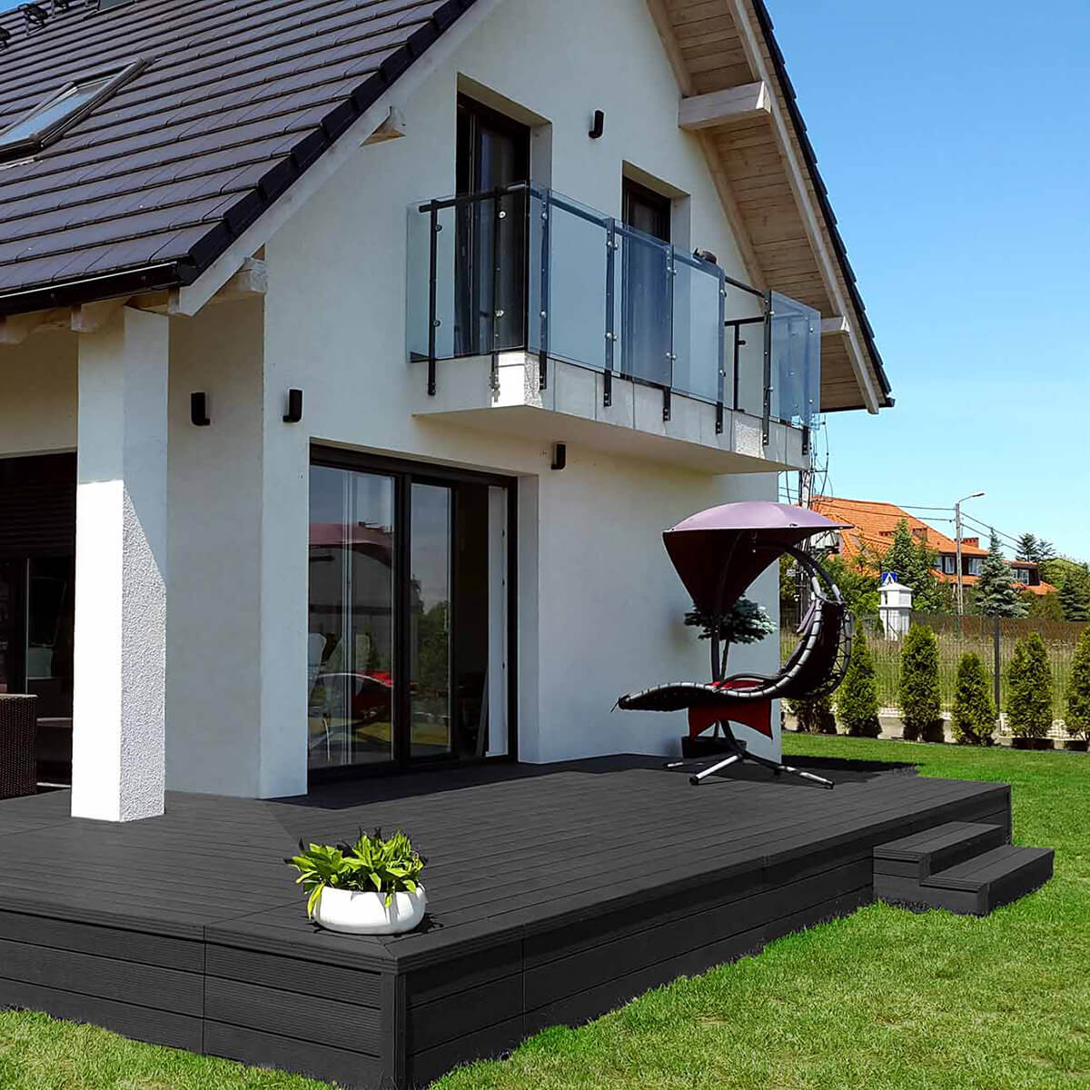 deski kompozytowe tarasowe antracyt standard wysoki taras wsporniki (3)