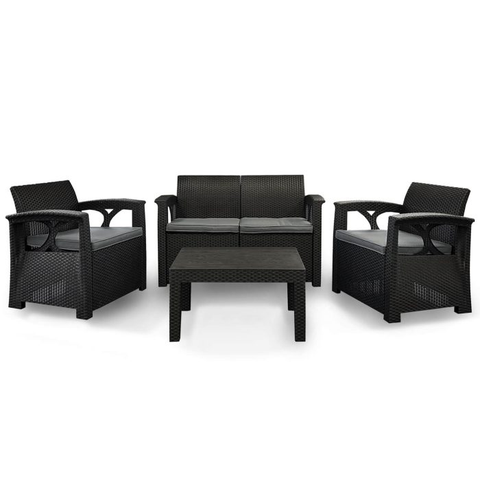 Gartenmöbel-Set aus Technorattan 4-Sitzer Sofia Anthrazit – Bild 1