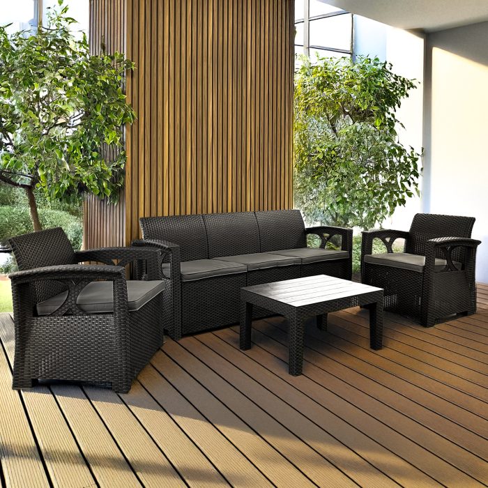 Gartenmöbel-Set aus Technorattan 4-Sitzer Sofia Anthrazit – Bild 9